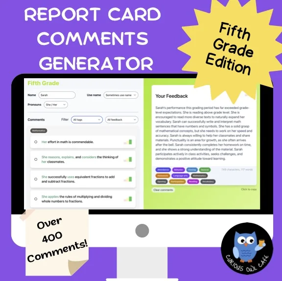 Free Owl Comments report card comment generator demo